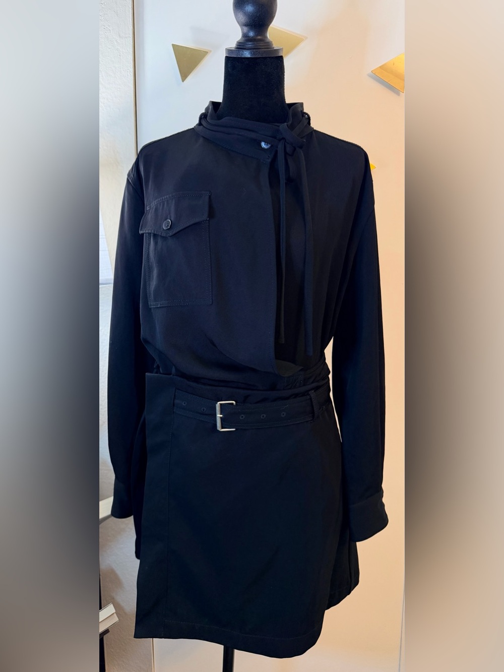 Rare Zara Studio Limited Edition Black Belted Overlay Utility Mini Dress NWT M - Picture 2 of 16